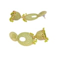 thumbnail image 3 of Crunchy Fashion Bollywood Jwellery Traditional Ethnic Wedding Bridesmaid designer Gold Plated Light Green Chandbali Dangler Jhumka Earrings, 3 of 3
