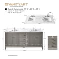 thumbnail image 3 of Vanity Art 72" Bathroom Vanity with Sink and Engineered Marble Top, Freestanding Storage Cabinet with 3 Drawers and 2 Shelves, 3 of 6