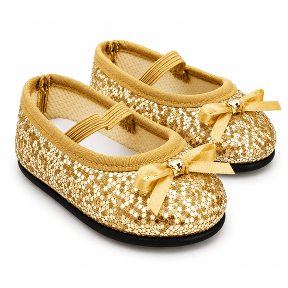 MBD® 18 Inch Doll Shoes- Gold Sparkle Flats For 18 Inch Kennedy and Friends Dolls
