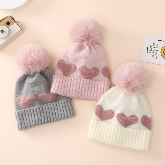 Dalrosia Baby Girl Hats Infant Baby Beanie Winter Hat Pom Pom Warm Toddler Boys Beanies Kids Cap