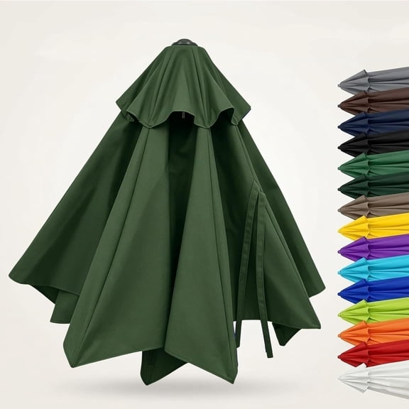 GASTROPOD Umbrella Replacement Canopy 9Ft 10Ft 11Ft, Fade Resistant Patio Umbrella Fabric Cover, Waterproof Shade Top for Outdoor Garden Backyard Pool(Dark Green,6.6Ft/8 Ribs)