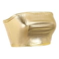 thumbnail image 2 of FYMNSI Women's Sexy Shiny Metallic Strapless Crop Tube Top Strapless Holographic Tops Clubwear S t-Gold, 2 of 5
