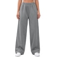thumbnail image 3 of Liuinsasek Women's Winnter Casual Comfortable Outdoor Sports Pants Solid Color High Waisted Loose With Drawstring And Pocket Pants Straight Leg Sweat Pants, 3 of 10