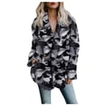 thumbnail image 1 of Pompotops Cardigan d'Hiver Chaud pour Femmes Manteau à Col Rabattu en Polaire Ouvert avec Poches Imprimé, 1 of 6