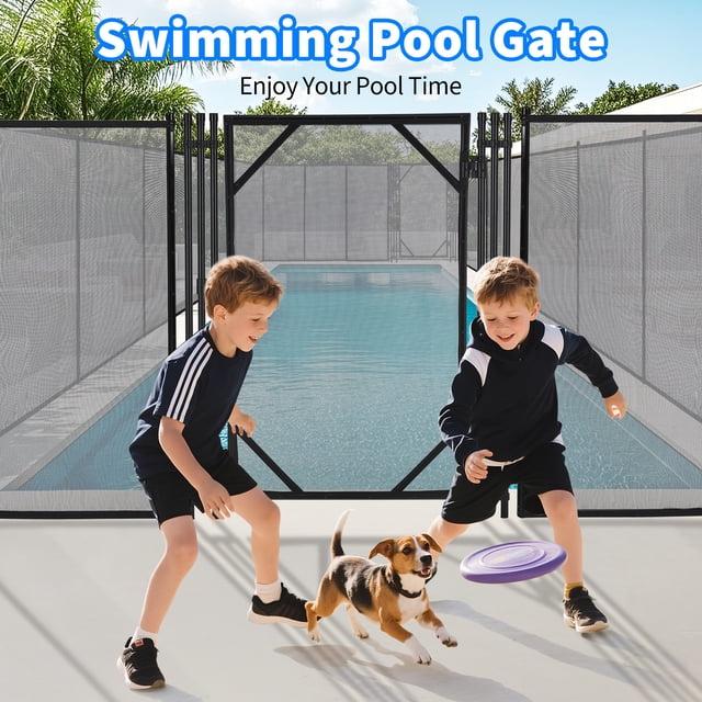 Removable Mesh Pool Safety Fence Gate with Stainless Steel Fasteners, Child & Pet Protection, Weather Resistant for Inground Pools, Easy DIY Install, 4×2.5 / 4×12 / 4×108 ft, Black