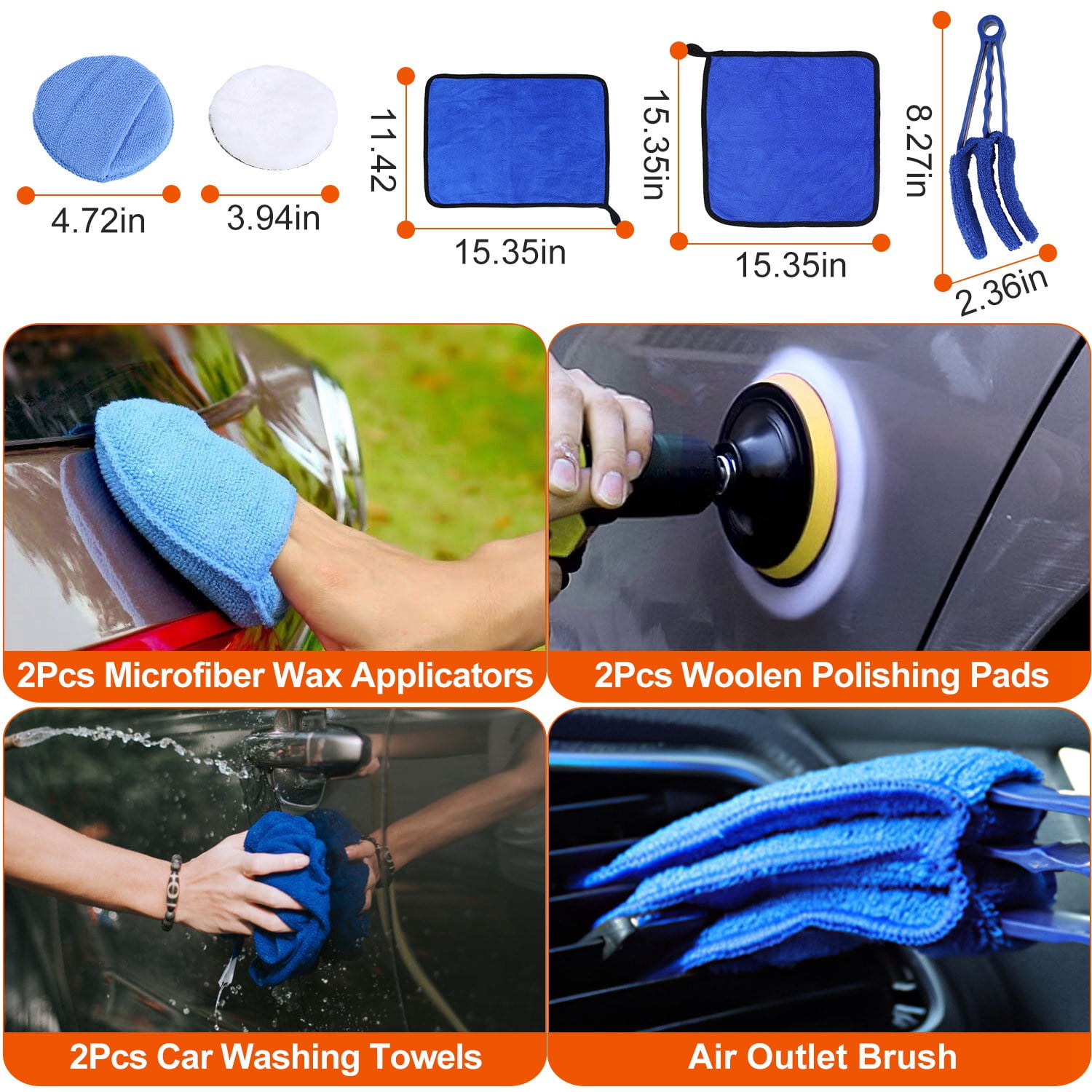 26Pcs Auto Detailing Cleaning Kit TeqHome Exterior Interior Car Cleaning Set Car Detailing Beauty Brushes for Cars Bikes Wheels Gifts