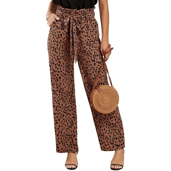 Sherrylily Women High Waisted Palazzo Pants Belted Wide Leg Long Trousers with Pockets