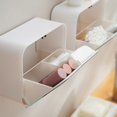 thumbnail image 1 of Caja de almacenamiento de pared con espejo de maquillaje, interruptores de presión, hisopo, desmaquillador, lápiz labial, caja de almacenamiento con espejo de doble compartimento Akmoler, 1 of 8
