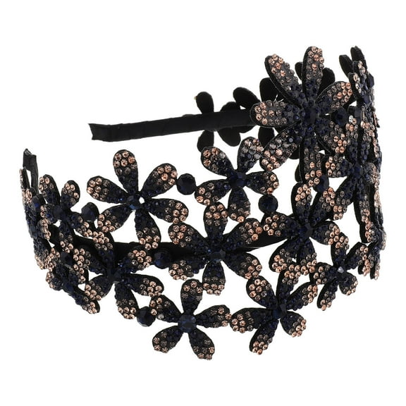 FRCOLOR Wide Rhinestone Flower Headband for Women Anti-Slip Hair Clasp for Weddings Parties and Daily Use,  Fashionable Hair Accessory