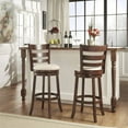 thumbnail image 2 of Weston Home Dark Cherry Ladder Back Swivel Bar Height Stool, Beige Linen, 2 of 2
