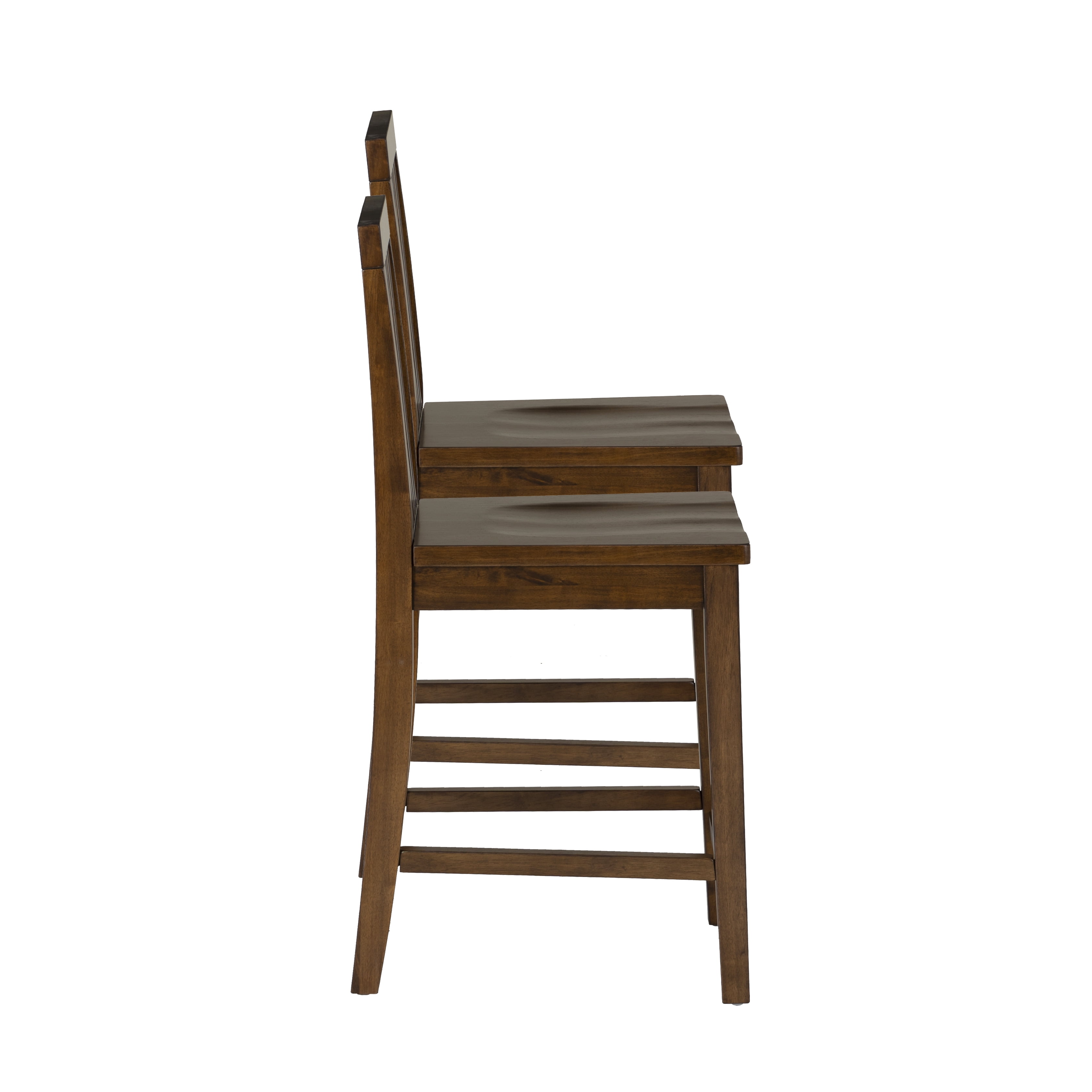 Linon Percival 24" Indoor Wood Counter Stool, Set of 2, Walnut
