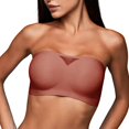 thumbnail image 2 of VISALY Strapless Push Up Bras for Women Push Up Bandeau Non-Slip Wireless No Underwire Seamless Padded Jelly Bra No Underwire Supportive Tube Top Seamless Braslettes Full Coverage Bras Brick Red M, 2 of 9