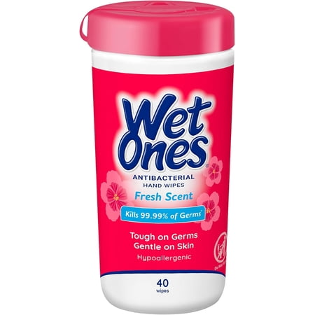 Wet Ones® Antibacterial Hand Wipes, 40 Wipes/Tub