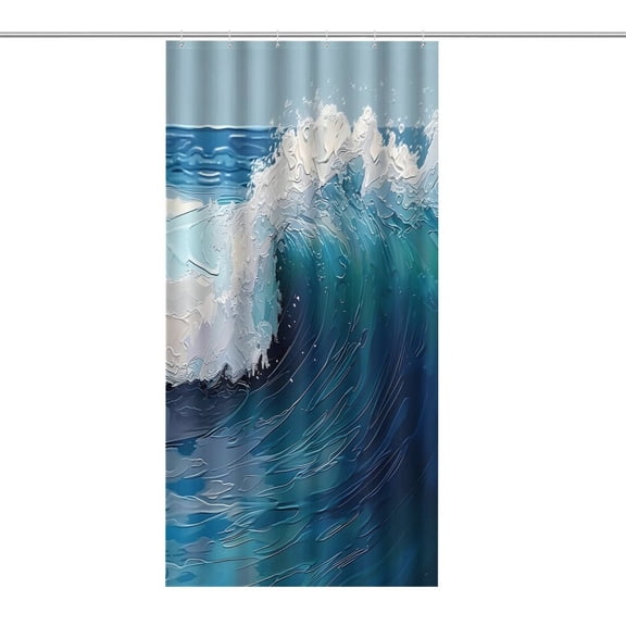 RKSupls Waterproof Shower Curtain, Wave Water Blue Sky Polyester Shower Curtain with Hooks for Chic Elegant Home Bathtub Bathroom Decor Washable