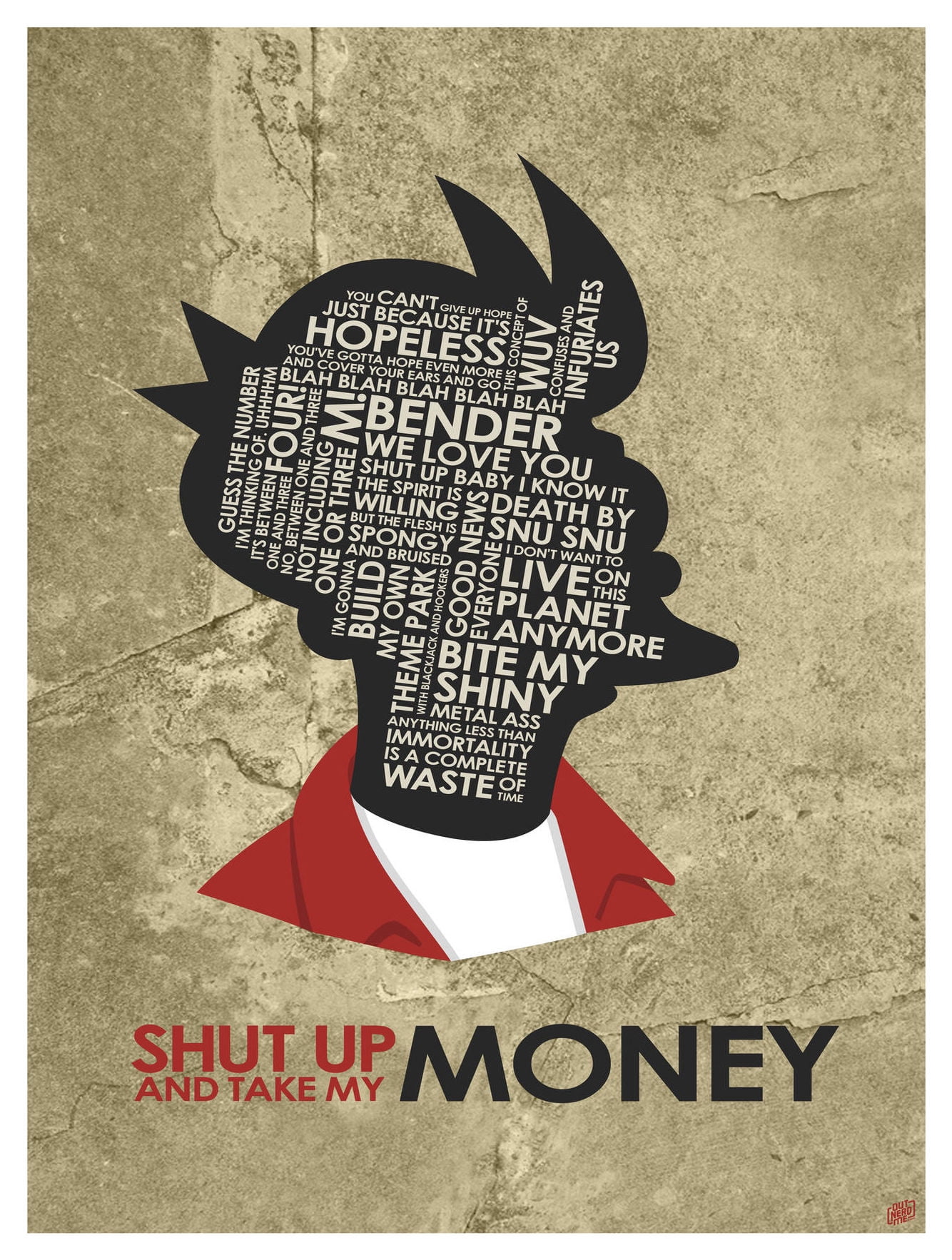 Fry SHUT UP AND TAKE MY MONEY Word Art Print Poster 9 X 12 By