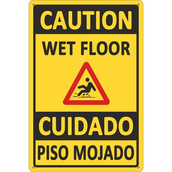 Wet Floor Caution Metal Signs Wall Decor Funny - Retro Sign for Home Living Room Bedroom Decor Gifts - (Aluminum) Size: 8 x 12 inch