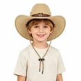 thumbnail image 2 of Kids Outdoor Cowboy Hat for Children Classic Western Style Sun Hat with Woven Cord and Wind Design, 2 of 5