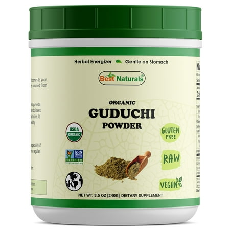 Best Naturals Certified Organic Guduchi Powder 8.5 OZ (240 Gram), Tinospora Cordifolia, Non-GMO Project Verified & USDA Certified