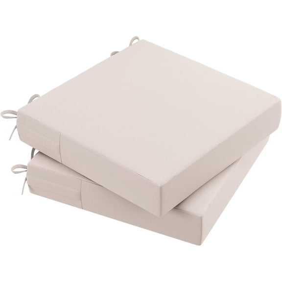LZQP Outdoor Seat Cushions for Chairs, Waterproof, Fade-Resistant Patio Furniture Replacement Cushions, 19" x 19" x 3", Set of 2, Khaki Beige
