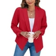 thumbnail image 1 of Innerwin Lapel Blazer Solid Color Women Jacket Coat Office Long Sleeve Open Front Blazers Red L, 1 of 4
