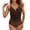 Coffee, variant on Women's Bathing Suit Solid Mesh Monokini Swimsuit One Piece with Sheer Cover Up V Neck Draped Neckline Design Army Green S