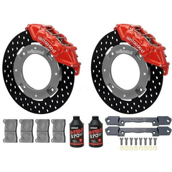 Wilwood Front UTV Big Brake Kit Combo with Red Calipers, Drilled Rotors & Brake Fluid, For 2019-up Honda Talon 1000