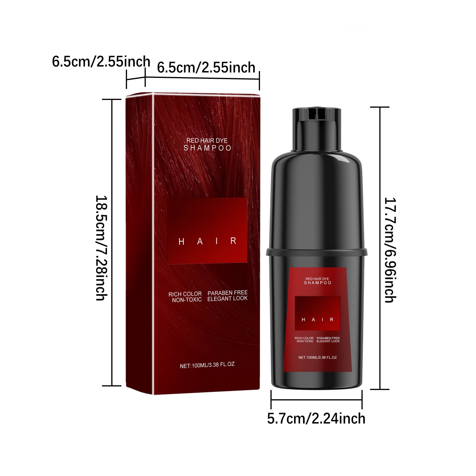 Alvantor 3-in-1 Red Hair Dye Shampoo, Gentle Non-Irritating Gray Coverage for Men Women, Long-Lasting Natural Color, 3.38fl oz