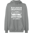 thumbnail image 2 of OXI Hoodie Sweatshirt - I am Currently Unsupervised, Basic Casual Hoodie for Men's and Women Fleece Hoodie Long Sleeve - Sport Grey Large, 2 of 3
