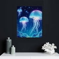 thumbnail image 4 of Lingy blue Ocean Life Theme Canvas Prints Wall Art Paintings for Living Room Wall Artworks Sea Animal  jellyfish Pictures Bedroom Decorations Home bathroom Wall decor posters 16x20 in, 4 of 4