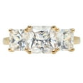 thumbnail image 5 of 4.0 ct Square Emerald Cut Real Genuine Natural Diamond SI1-SI2 G-H 18K Yellow Gold Three-Stone Promise Wedding Statement Engagement Designer Ring size 5, 5 of 7