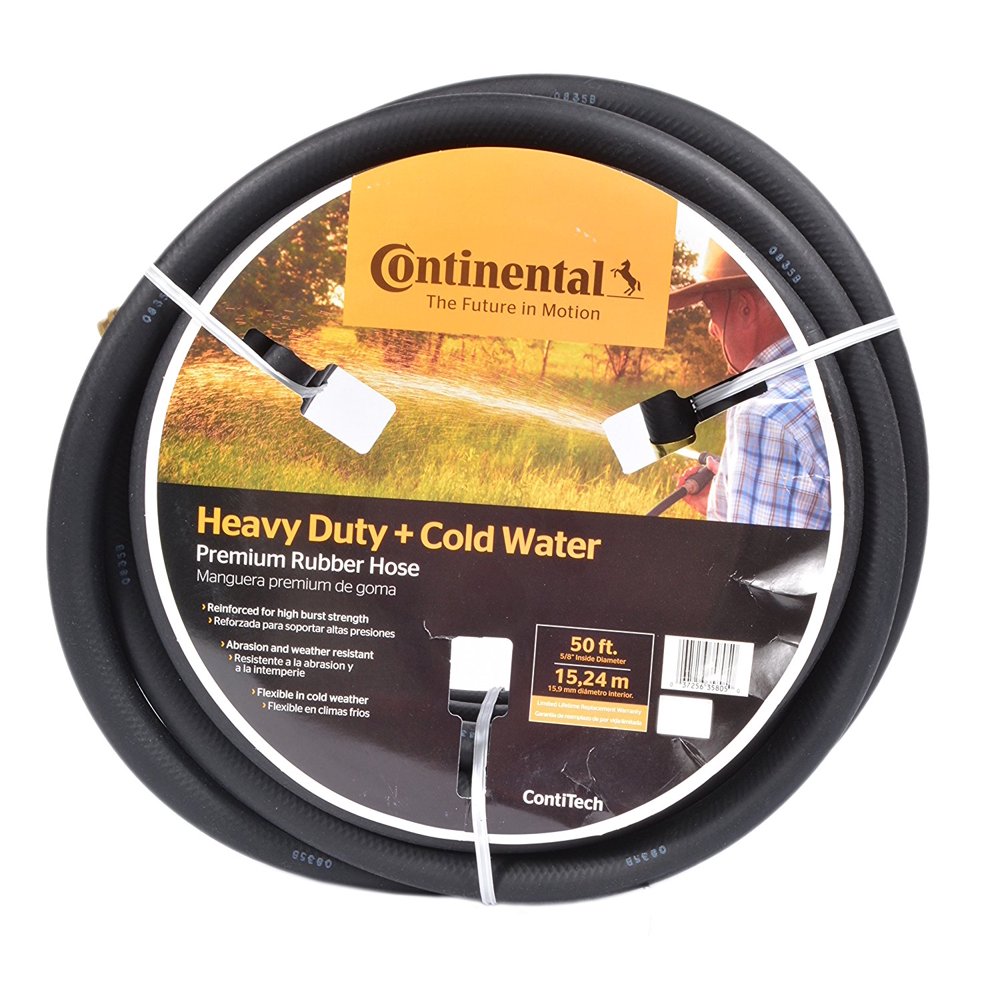 Black Rubber Heavy Duty Garden Hose, 5/8" ID x 50' Length By