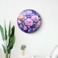thumbnail image 4 of 10 Inch Wall Clock Battery Operated Silent Clock Decorative for Office, Kitchen, Outdoor, Living Room，Watercolor Purple Rose Flower Floral Flowers Leaves Branch Image, 4 of 4