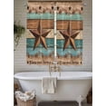 thumbnail image 4 of Western Texas Star Retro Living Room Curtains 2 Panel, Country Farmhouse Teal Brown Wood Grain Cafe Window Treatment, Extra Long Farmhouse Bedroom Bathroom Kitchen Curtains Drapes 104"x72", 4 of 6