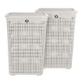 thumbnail image 1 of Kit 2 Cestos de Plástico La Ardilla Con Tapa para Ropa Tipo Rattan (Blanco), 1 of 4