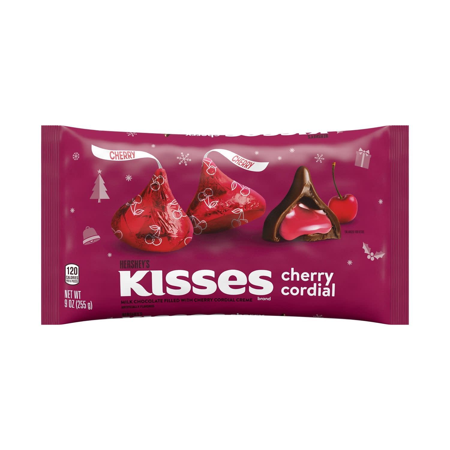(2 pack) Hershey's Kisses Cherry Cordial Flavored Christmas Candy, Bag 9 oz