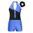 thumbnail image 2 of TTAO Kids Girls Sparkly Gymnastics Leotard Ballet Dance Unitard with Shorts and Hair Band Set Royal Blue 14, 2 of 7
