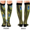 thumbnail image 2 of FREEAMG 1 Pairs Peacock Feather Compression Socks for Women Men Knee High Stocking for Running,Athletic,Medical, 2 of 7