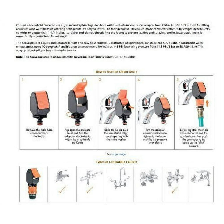 Claber 8583 Koala Indoor Faucet Adapter - Walmart.com