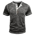 thumbnail image 3 of Dpytoraw Male Spring Short Sleeve Solid Color Letter Stripe Stitching Short Sleeve Top Pocket T-Shirts Men Grey XXXL, 3 of 5