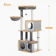 thumbnail image 3 of Demi Bonn 51" Modern Cat Tree Tower for Indoor Cats, Wood Condo with Hammock, Scratching Post and Removable Pads for Small Large Cats, Gray, 3 of 7
