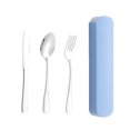 thumbnail image 2 of Stainless Steel Travel Cutlery Set Reusable Flatware With Portable Storage Case For Office Lunch Camping Blue, 2 of 6