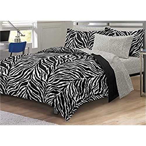 My Room Zebra Complete Bed in a Bag Bedding Set, Black/White Walmart