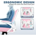 thumbnail image 3 of Winrise Ergonomic Office Chair, Mesh Desk Chair with Adjustable Lumbar Support, Flip-Up Armrests, Mid-Back Computer Swivel Task Rolling Chair, Pink, 3 of 15