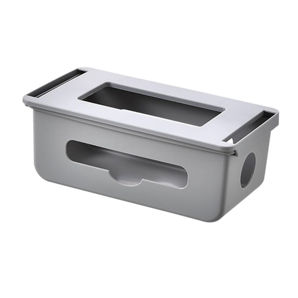Organizador de cajones para debajo del escritorio, organizador de cables de escritorio versátil autoadhesivo, bandeja de almacenamiento de mesa gris
