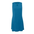 thumbnail image 3 of Sngxgn Women's Ruched Bodycon Dress Long Sleeve Front Drape Crew Neck Midi Dress(Blue,XL), 3 of 3