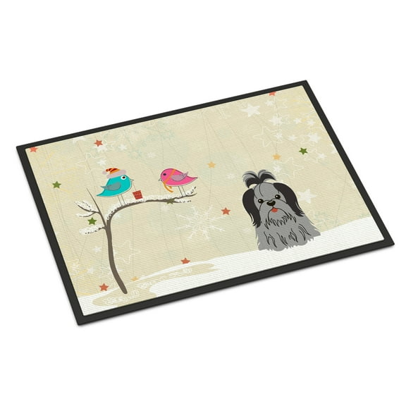 Carolines Treasures BB2561MAT Christmas Presents Between Friends Shih Tzu Black Silver Indoor or Outdoor Mat, 18 x 0.25 x 27 in.