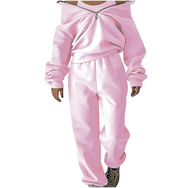 Pisexur Women's Lounge Set Fleece Two Piece Outfit Half Zip Sweatshirt and Joggers Pants Set Tracksuit