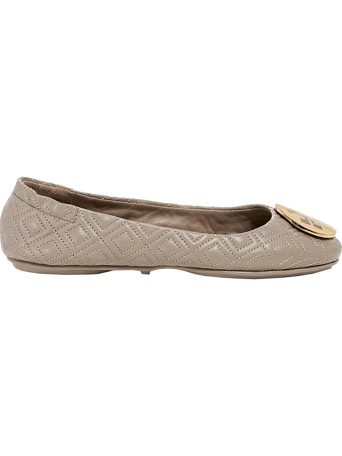 Tory Burch Women's Quilted Minnie Dust Storm / Gold 976 Leather Flat Shoe -  8M 