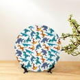 thumbnail image 6 of Wukai Block Dinosaur Print Decorative Plate for Display,Bone China Decorative Plate, Ceramic Dinner Plate with Stand, Vertical Ceramic Plate-6in, 6 of 6
