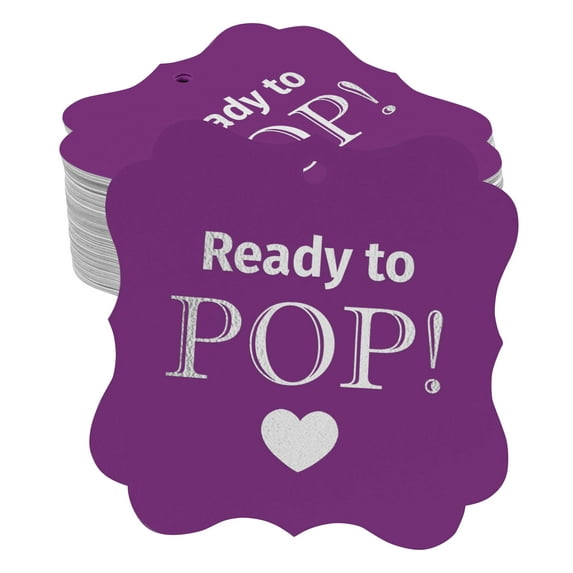 Inkdotpot Real Silver Foil Bracket Shape Paper Hang Tags Ready To Pop Baby Shower Favor Tags Pack Of 50